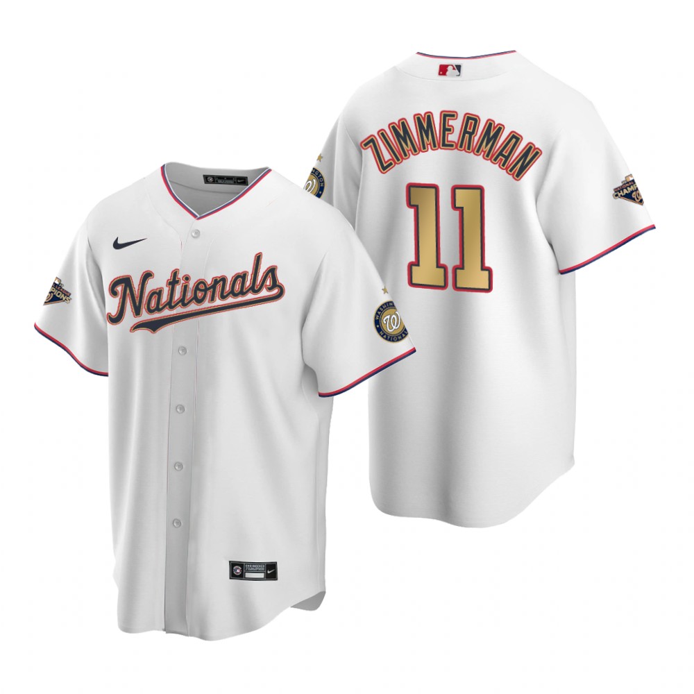 Men's Washington Nationals #11 Ryan Zimmerman White MLB 2020 Gold Program Stitched Championship Jersey Men's Washington Nationals #11 Ryan Zimmerman White MLB 2020 Gold Program Stitched Championship Jersey